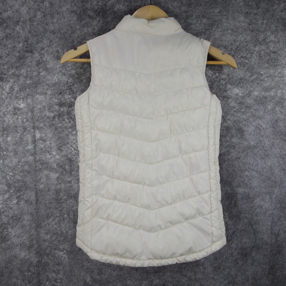 Gap Puffer Vest Girls L/XL Womens XS Off White Pink Metallic Iridescent Heart - Picture 5 of 12